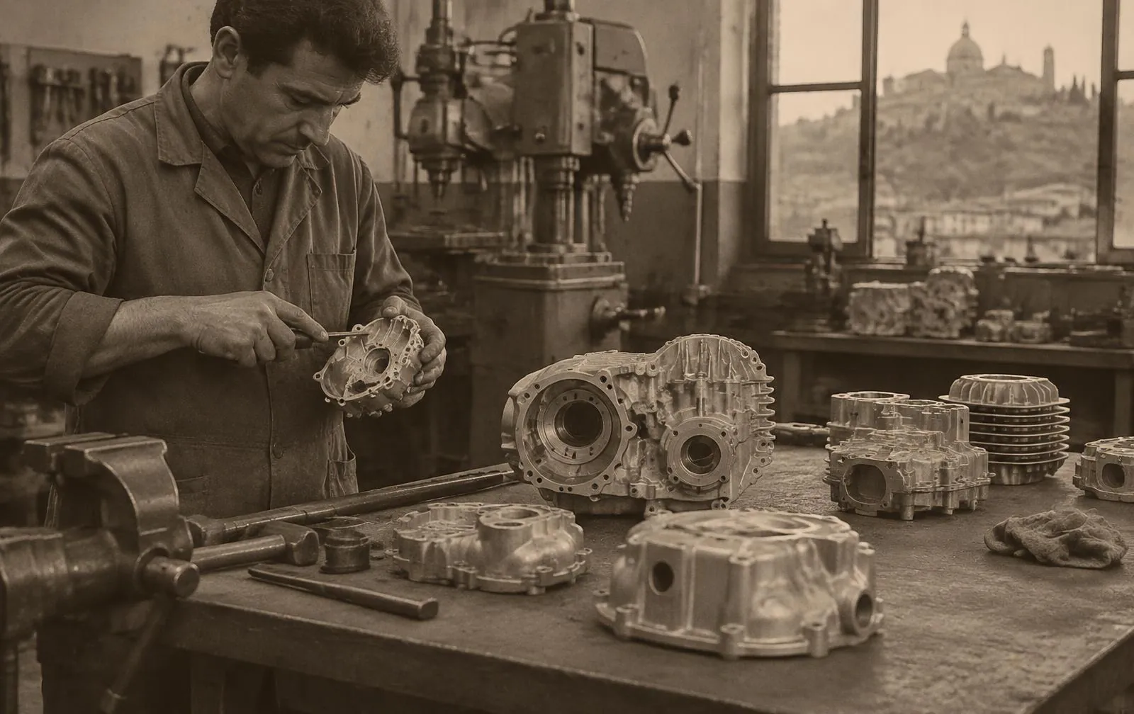 Componenti in alluminio lavorati in officina